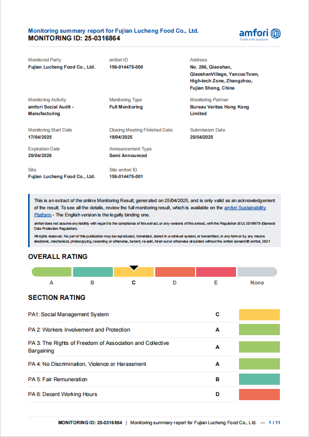 BSCI证书-绿承食品